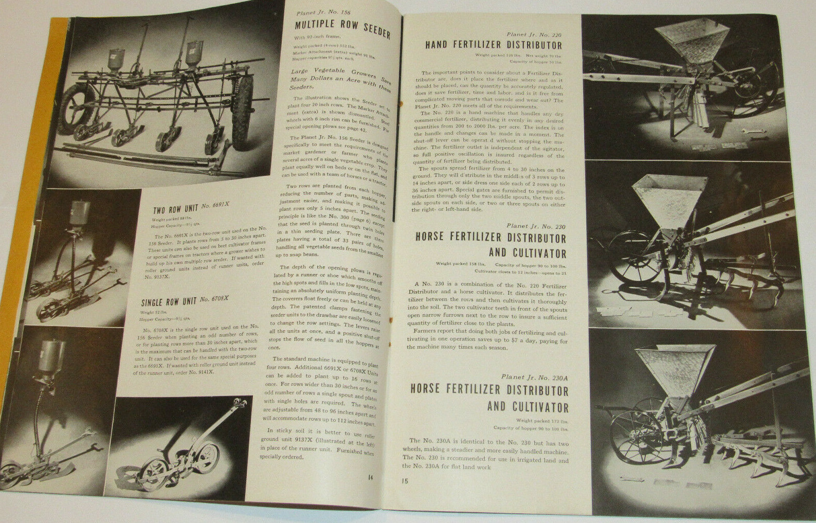 VTG 1944 PLANET JR AGRICULTURAL IMPLEMENTS CATALOG! W/PRICE LIST! SEEDERS/PLOWS+