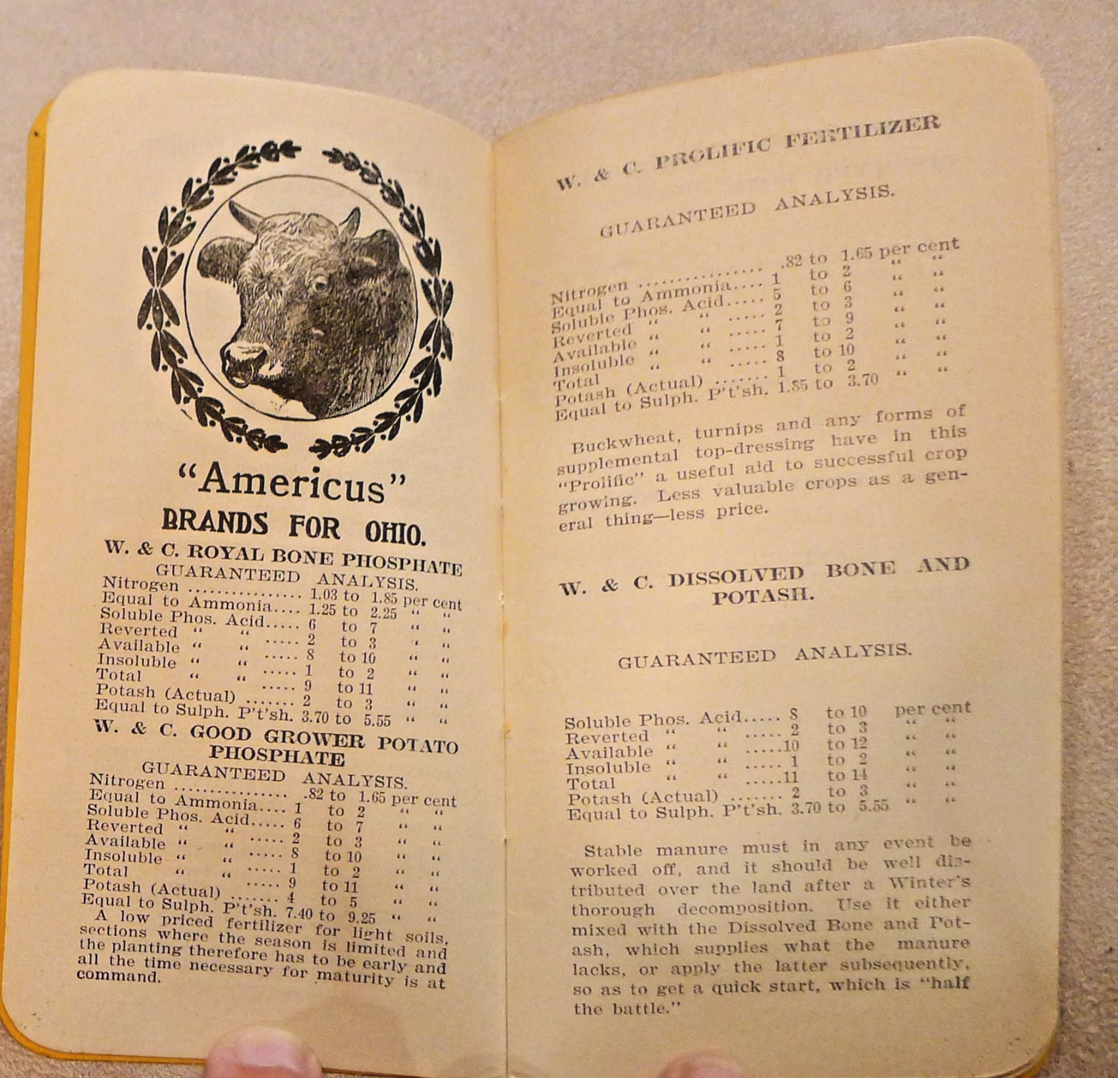 WILLIAMS & CLARK FERTILIZERS 1906 Advertising Memo Book Calendar Conneaut Ohio