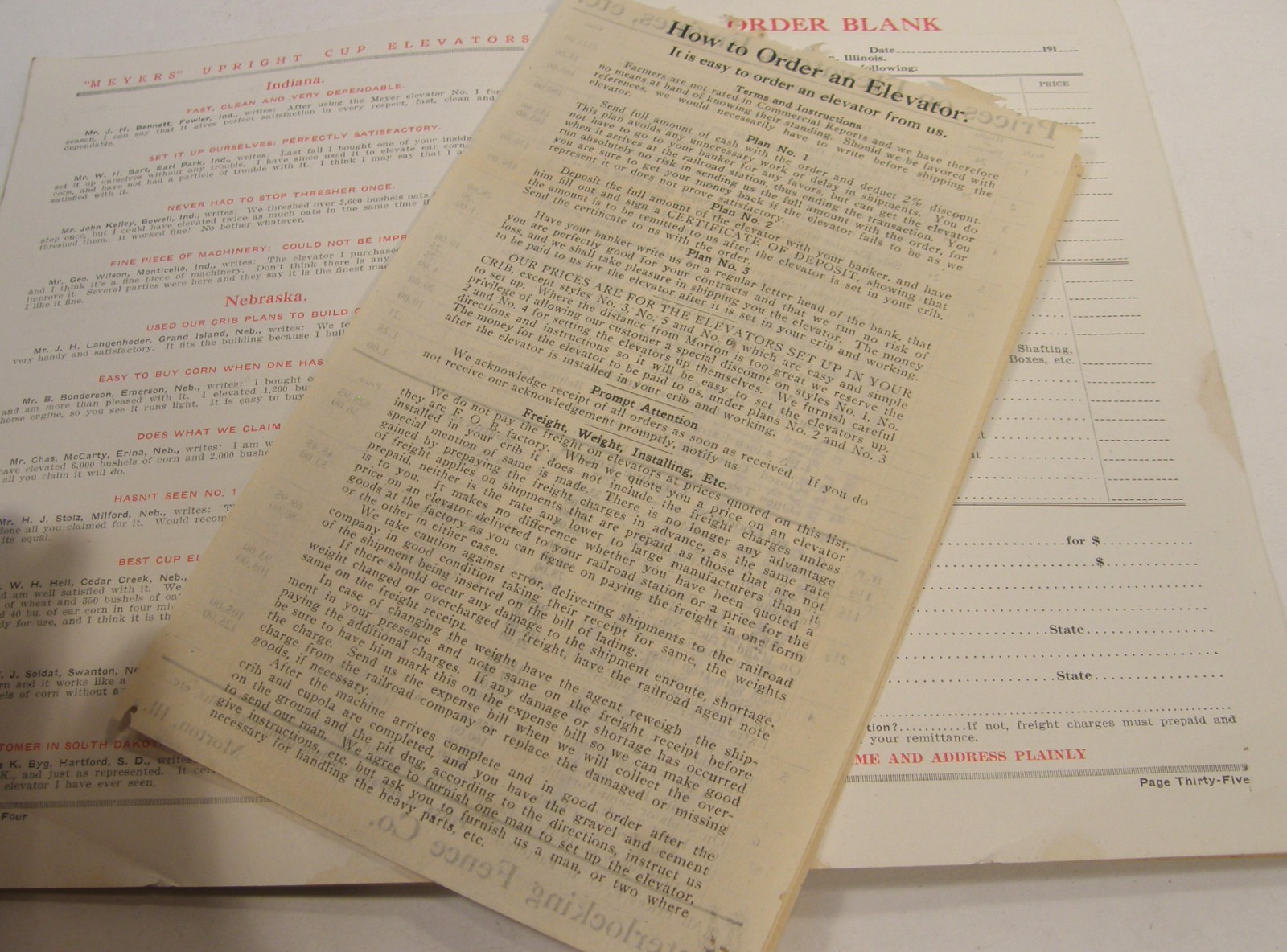 ANTIQUE c1915 ILLUSTRATED CATALOG MEYER FARM CUP ELEVATORS MORTON ILLINOIS