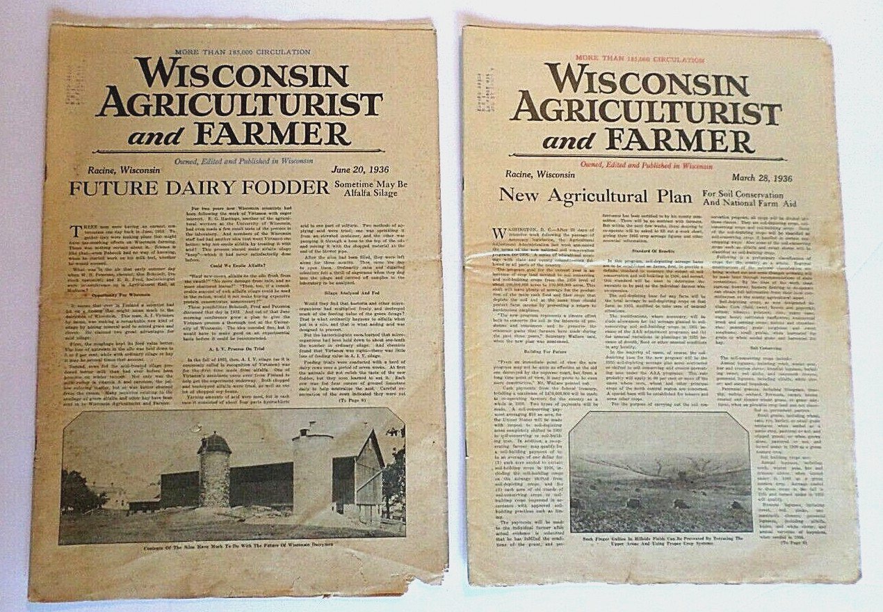 Vintage Wisconsin Agriculturist and Farmer March 28 & June 20, 1936 Issues