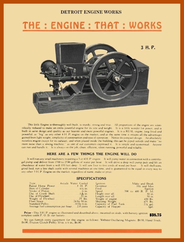 Detroit Engine Works Gas Engine NEW METAL SIGN: 12×16&Prime; & Free Ship