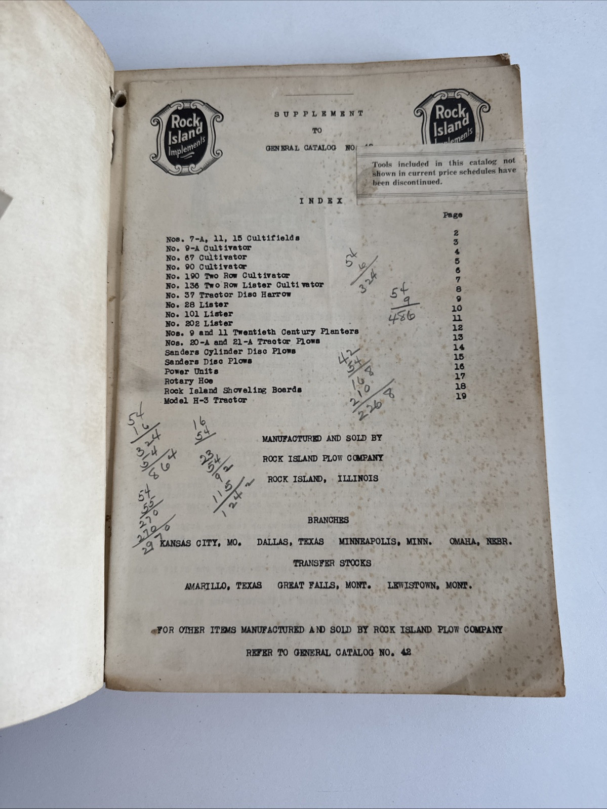 Antique Rock Island Plow Co. – Catalog No. 42 – Rock Island, IL Heider – 286 pgs