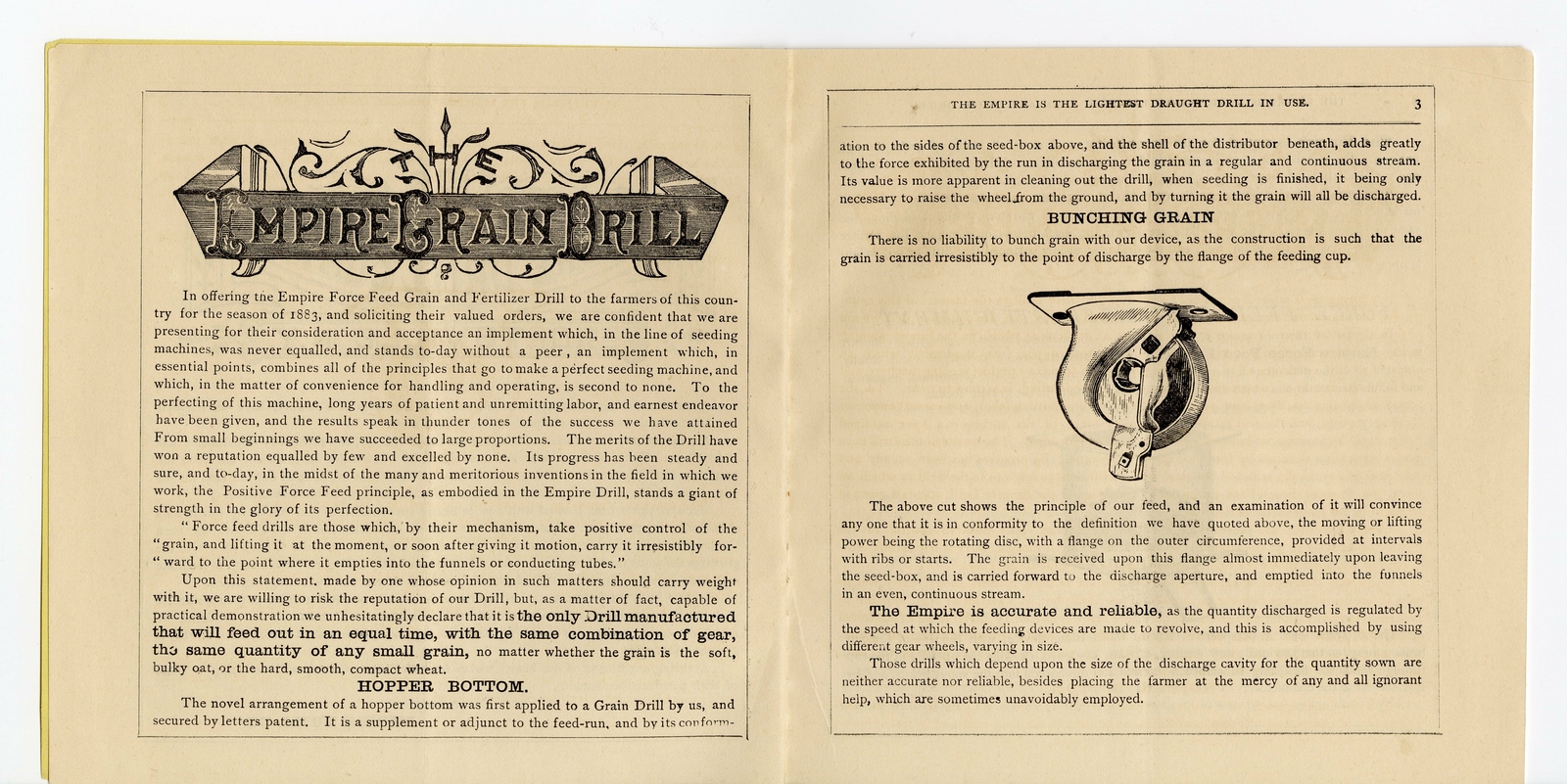 1883 EMPIRE DRILL for Grain, Farming & Fertilizing Promotional Booklet, Catalog