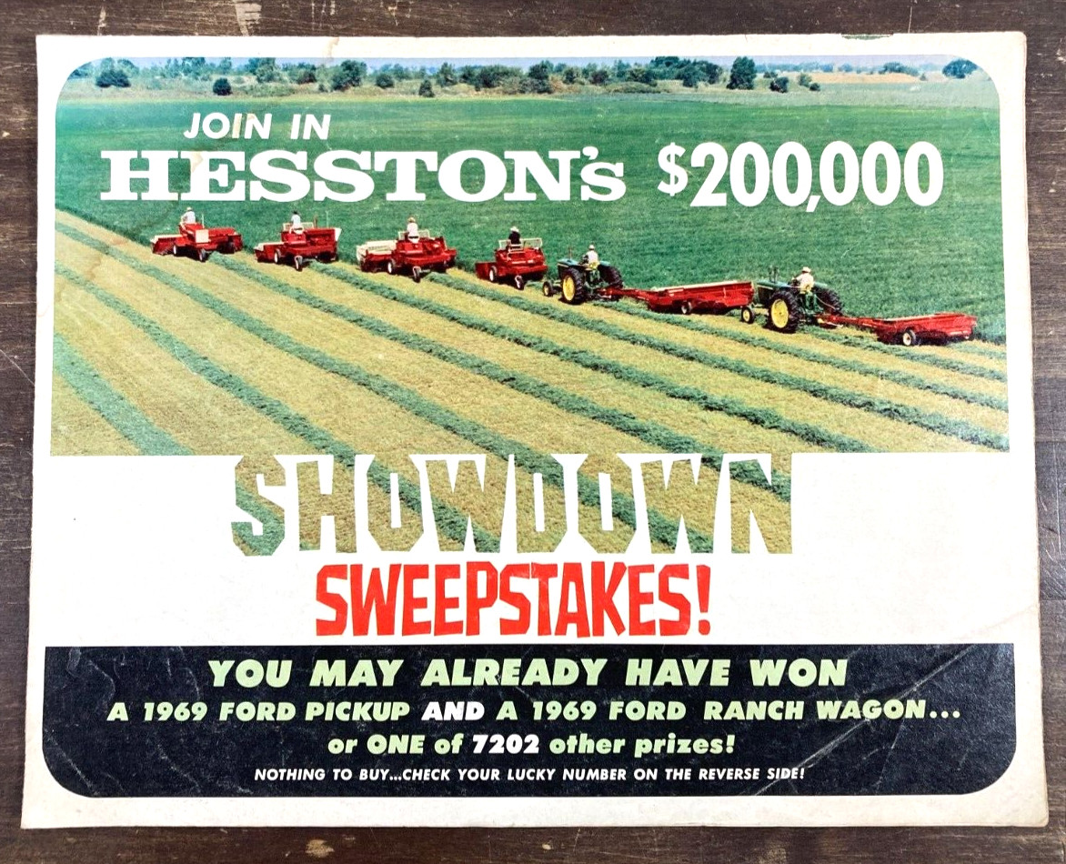 Hesston Showdown Sweepstakes 1968 Dealer Mailer Foldout Poster Ad Sales Brochure