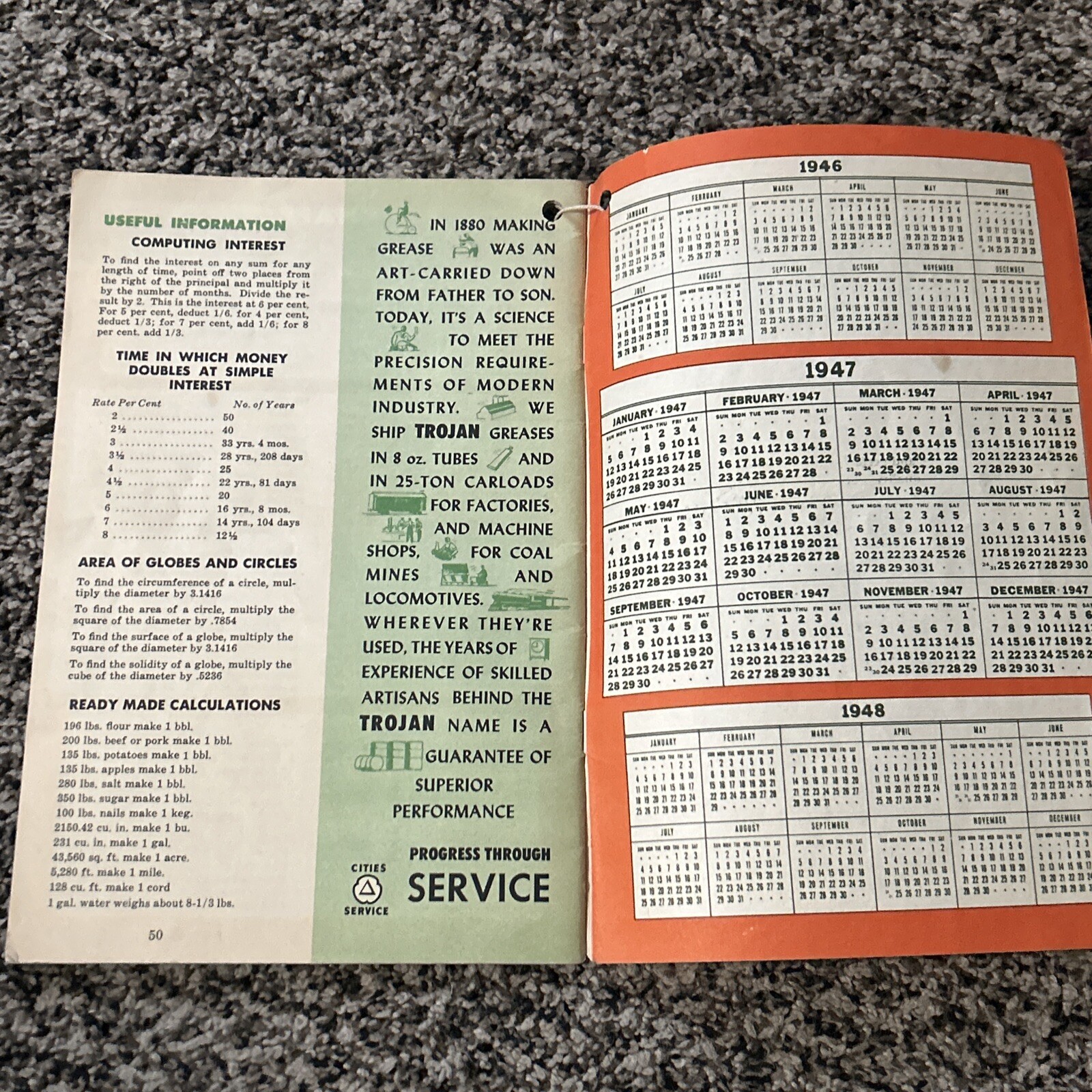 Cities Service Oils Farm Book And Almanac 1947 Booklet Agriculture Machinery