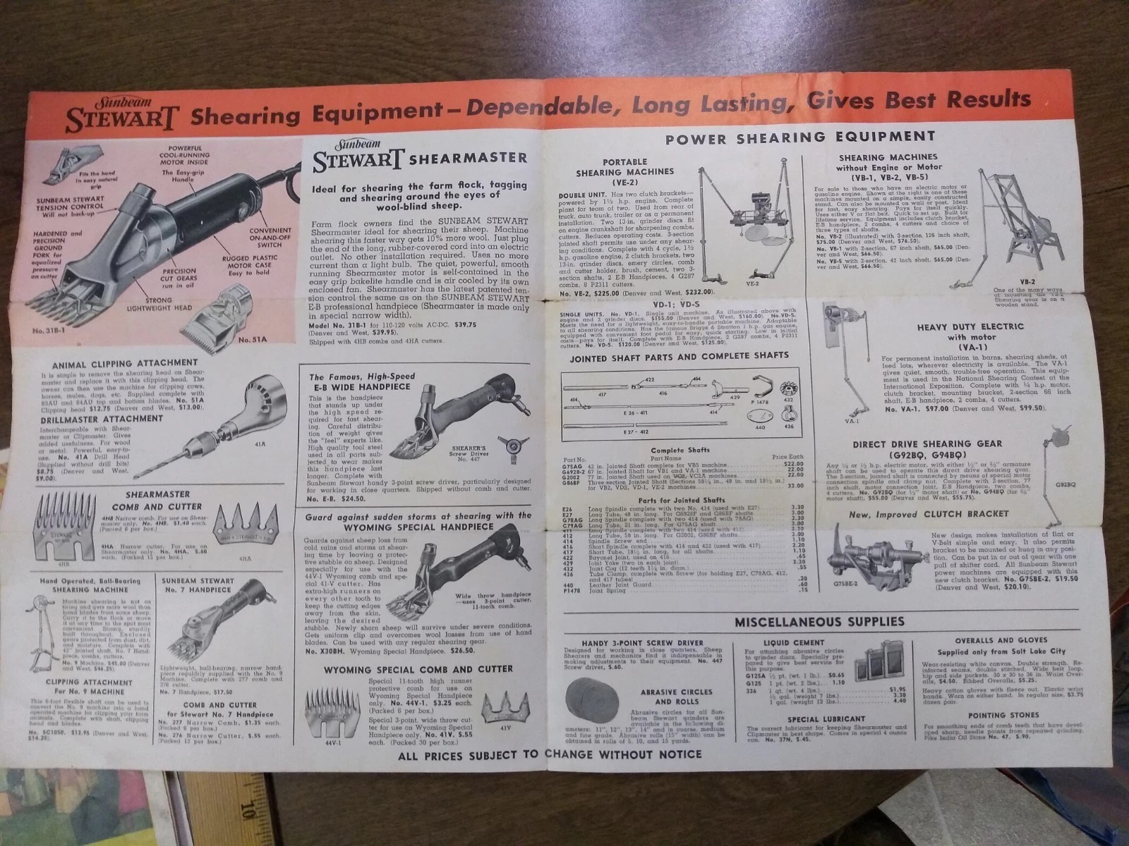 Sunbeam Stewart Shearing Clipping Equipment Catalog Pamphlet Vintage Farming Ad