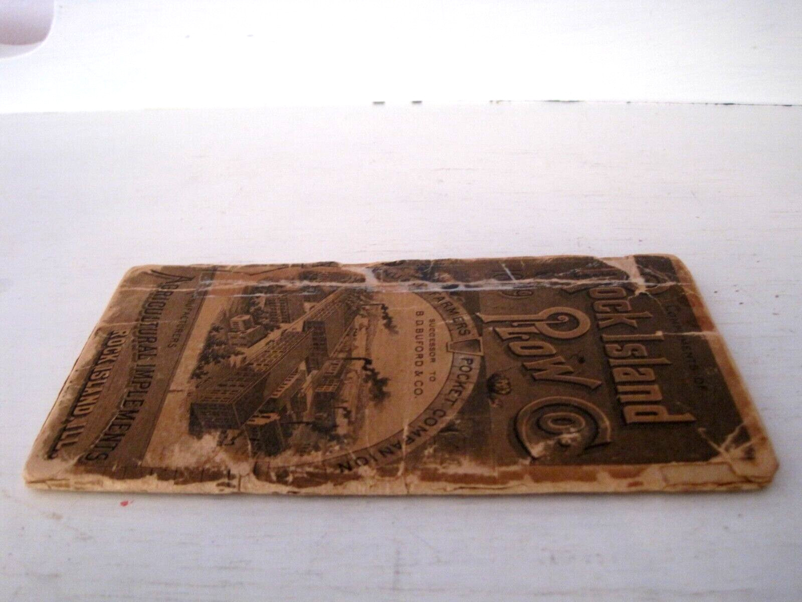 1889 Rock Island Plow Co Annual Farmers Pocket Companion Agricultural Implements