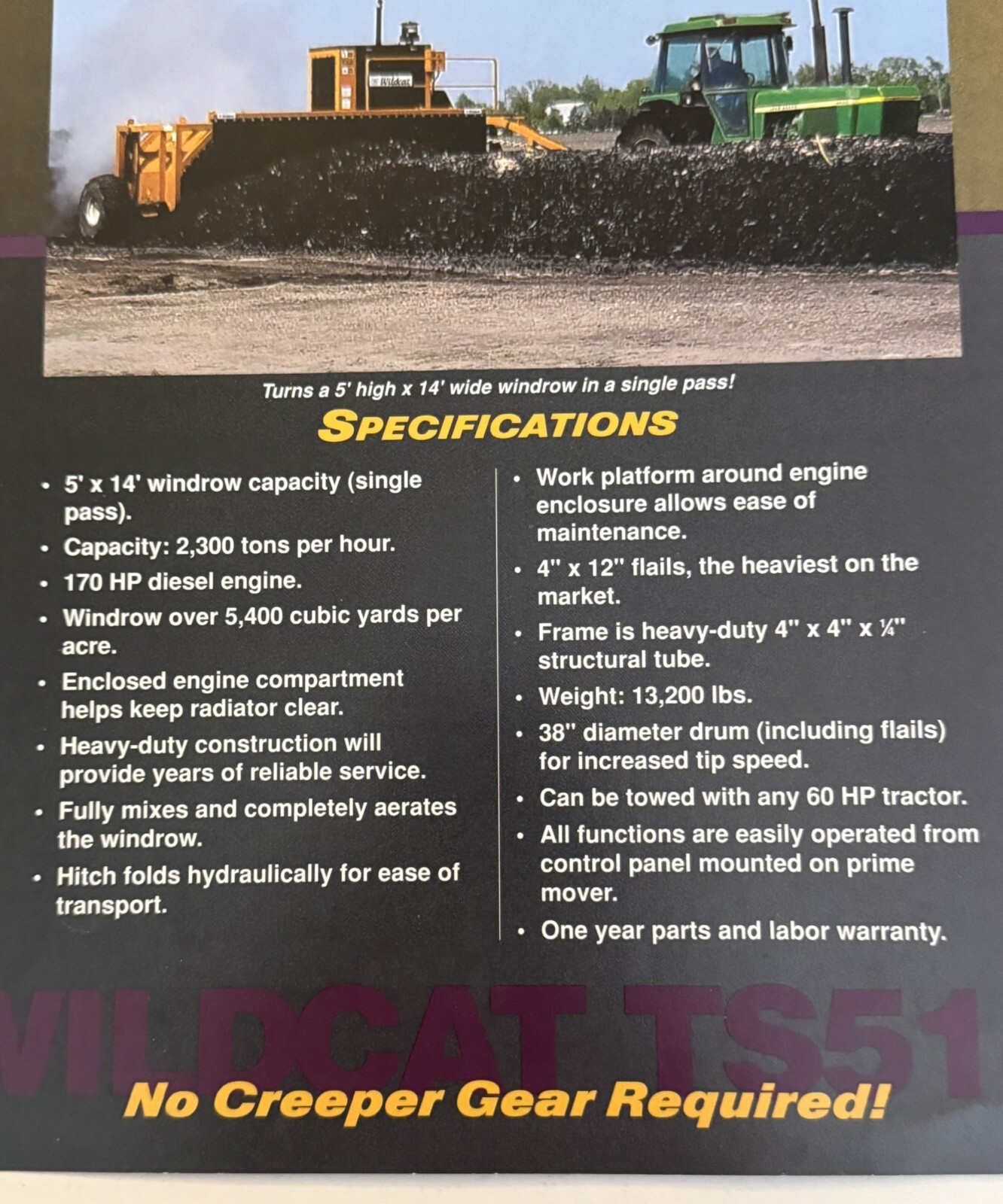 Wildcat 2006 Towable Straddle Compost Turner Dealer Sales Brochure Agriculture