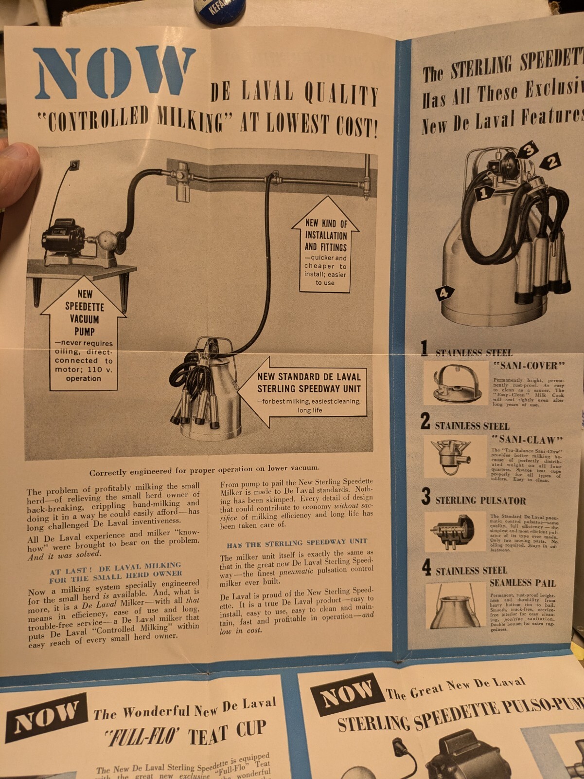 1950 New De Laval Sterling Speedette Milker Brochure Tilton & Son Whitehouse OH