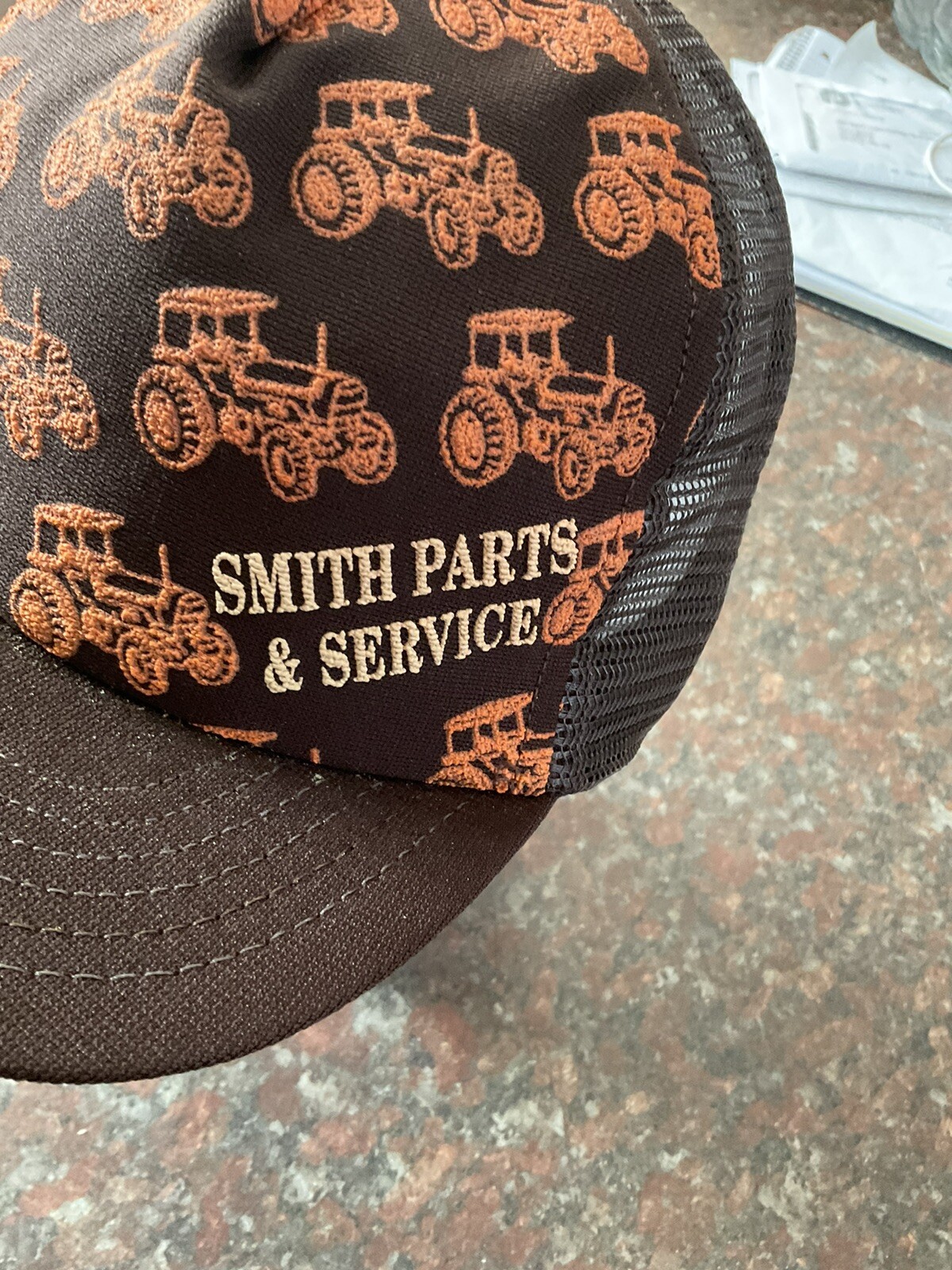 RARE Vintage Smiths Sales Service Tractors All Over Hat Cap All Mesh
