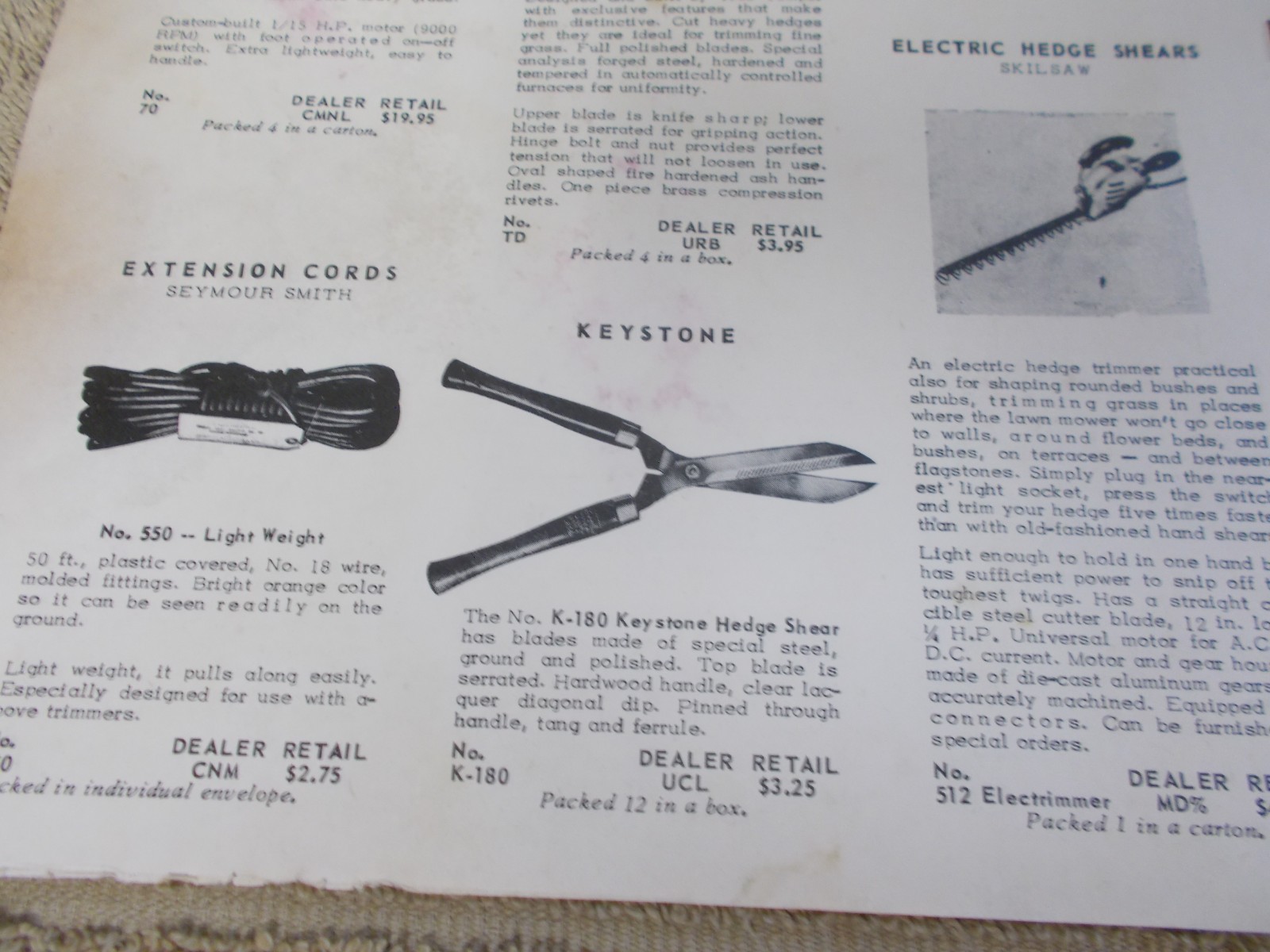VTG 1950s AD PRICE TRUETEMPER SHEARS PRUNERS KEYSTONE SCYTHES TOOL GARDEN