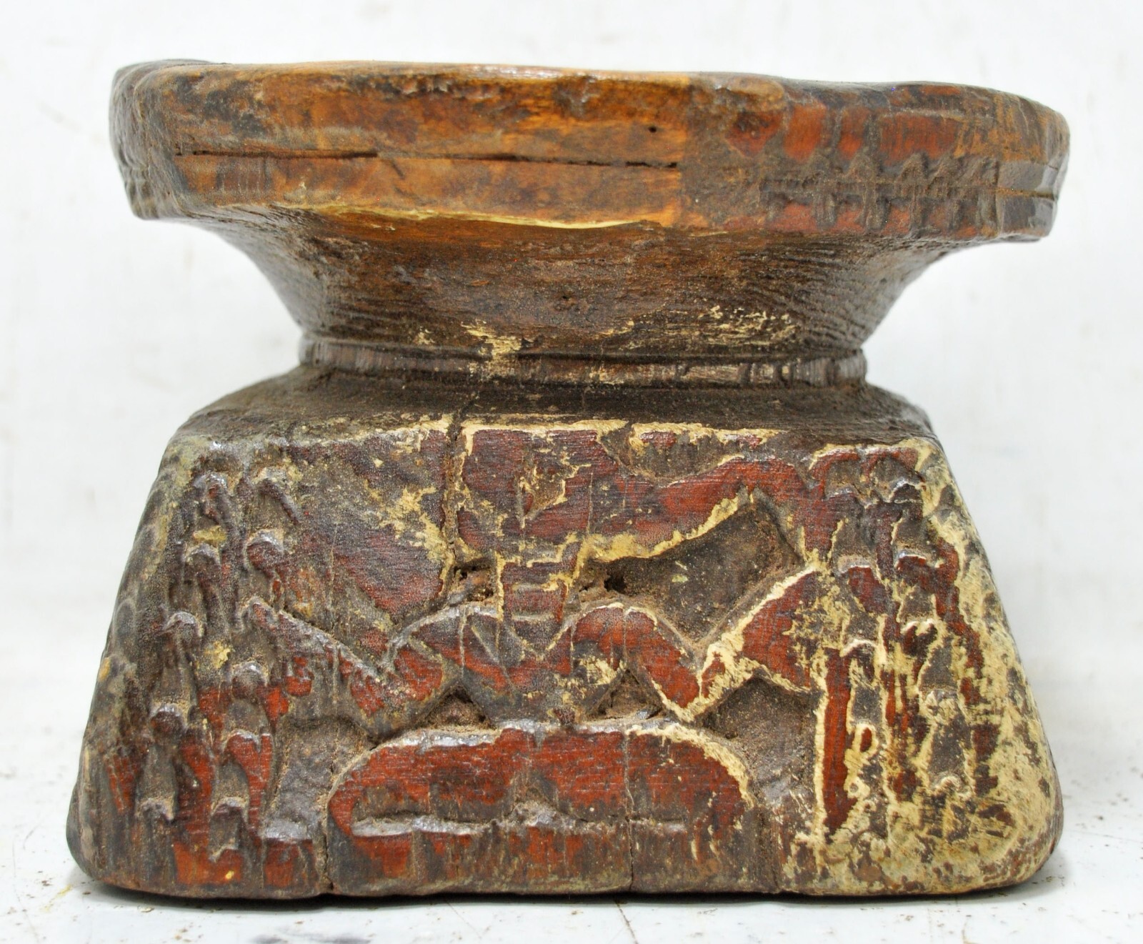 Antique Wooden Agricultural Seed Holder Bijni Original Old Hand Carved