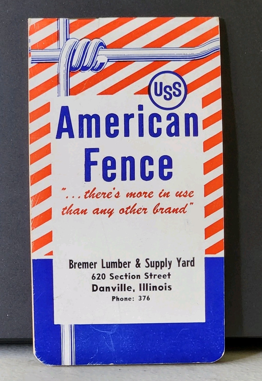 BREMER LUMBER & SUPPLY YARD American Fence Products NOTEBOOK Danville Illinois