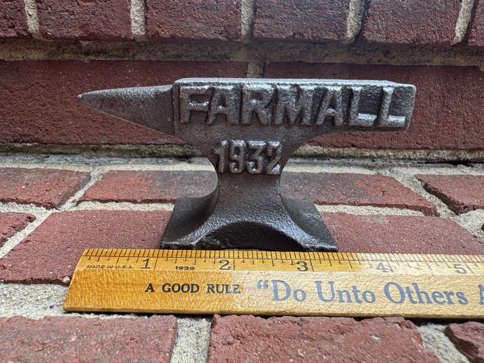 FARMALL 1932 Cast Iron Embossed Mini Anvil – Blacksmith Farm Tractor