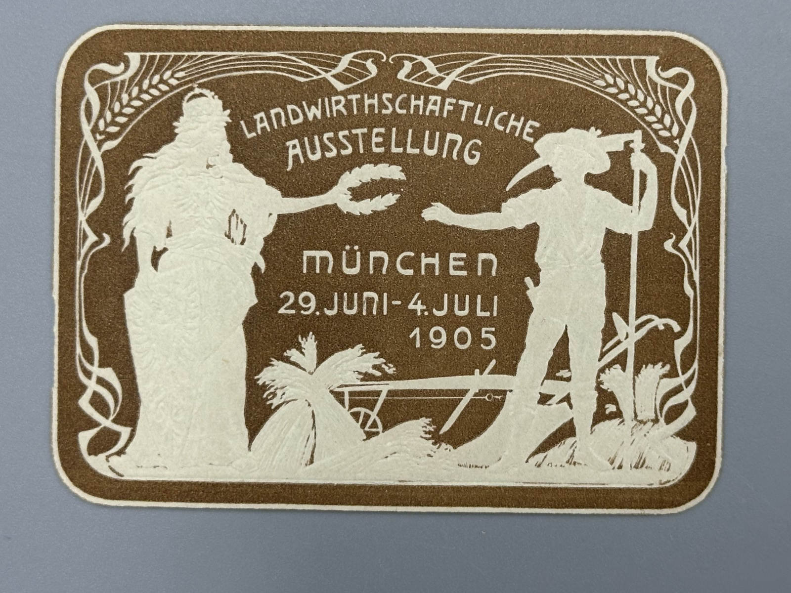 1905 MUNCHEN Germany FARM EXPO Agricultural Advertising POSTER STAMP Munich