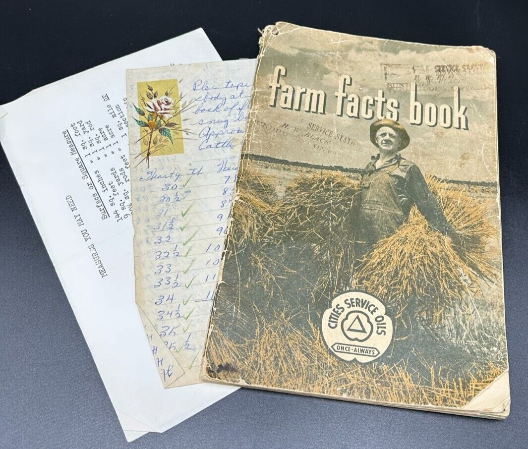 1945 Farm Facts Book-Cities Service Oils- Bonus Cheat Sheet for Measuring Cattle