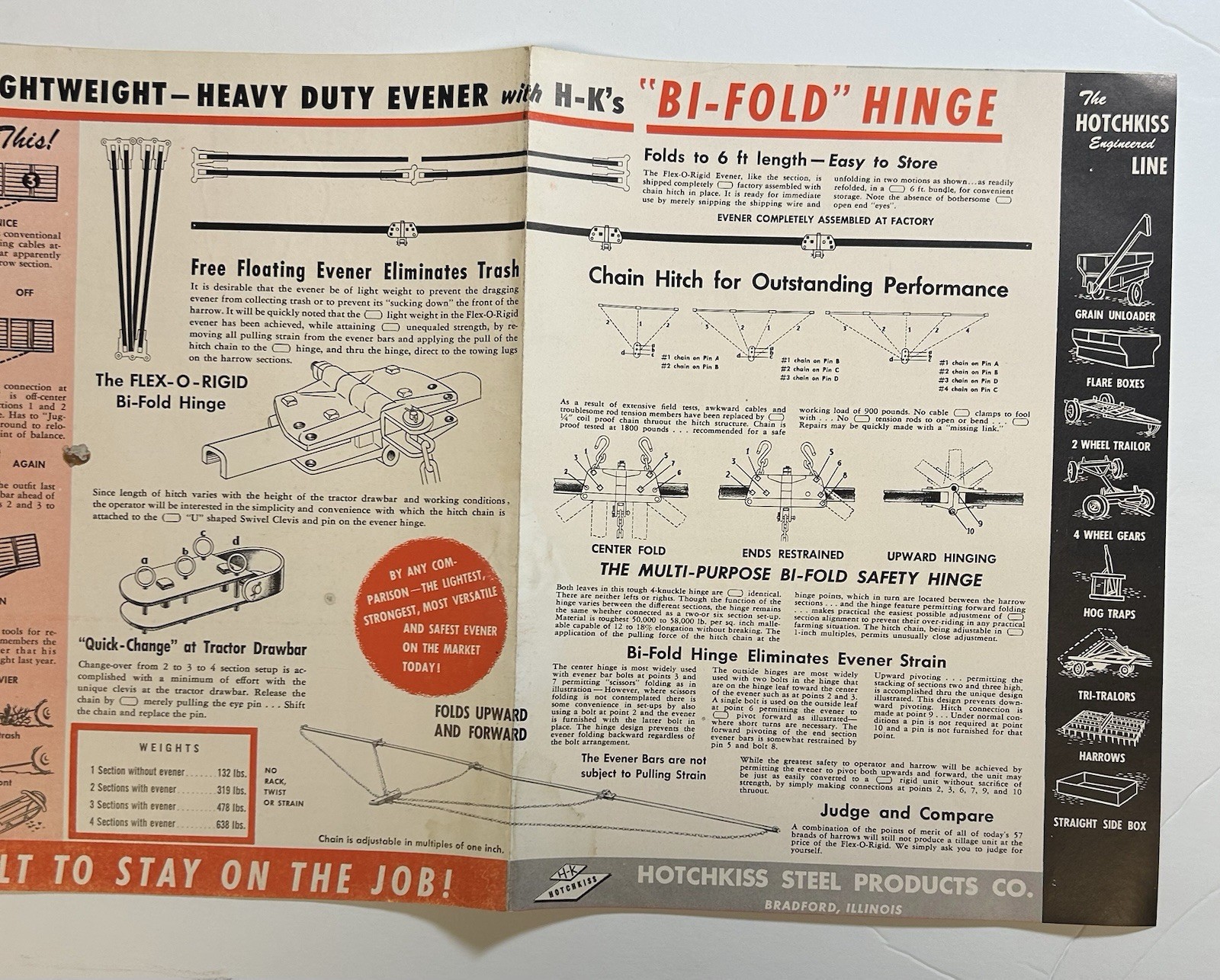 H-K Hotchkiss Steel Fold Out Advertising Brochure, Bradford, Illinois