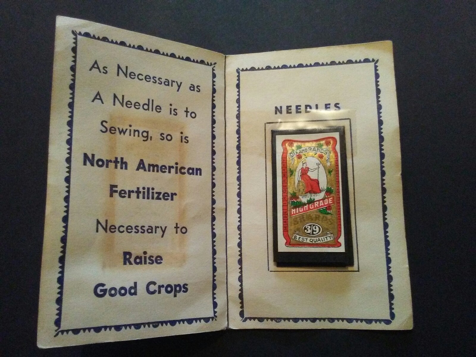 North American Fertilizer Co Louisville Kentucky Advertising Sewing Needle Book