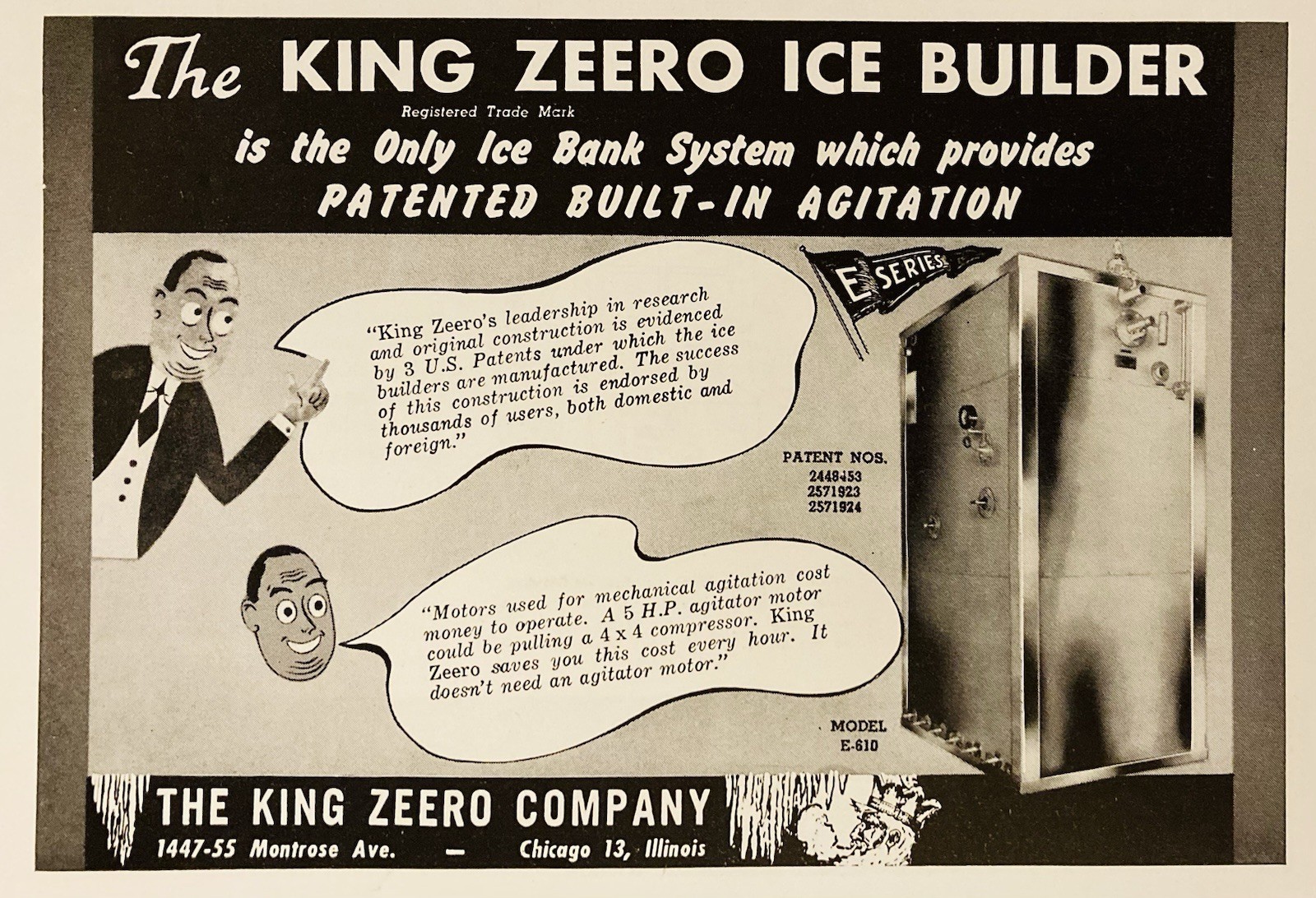 1952 AD.(PC10)~KING ZEERO CO. CHICAGO. KING ZEERO ICE BUILDER FREEZER