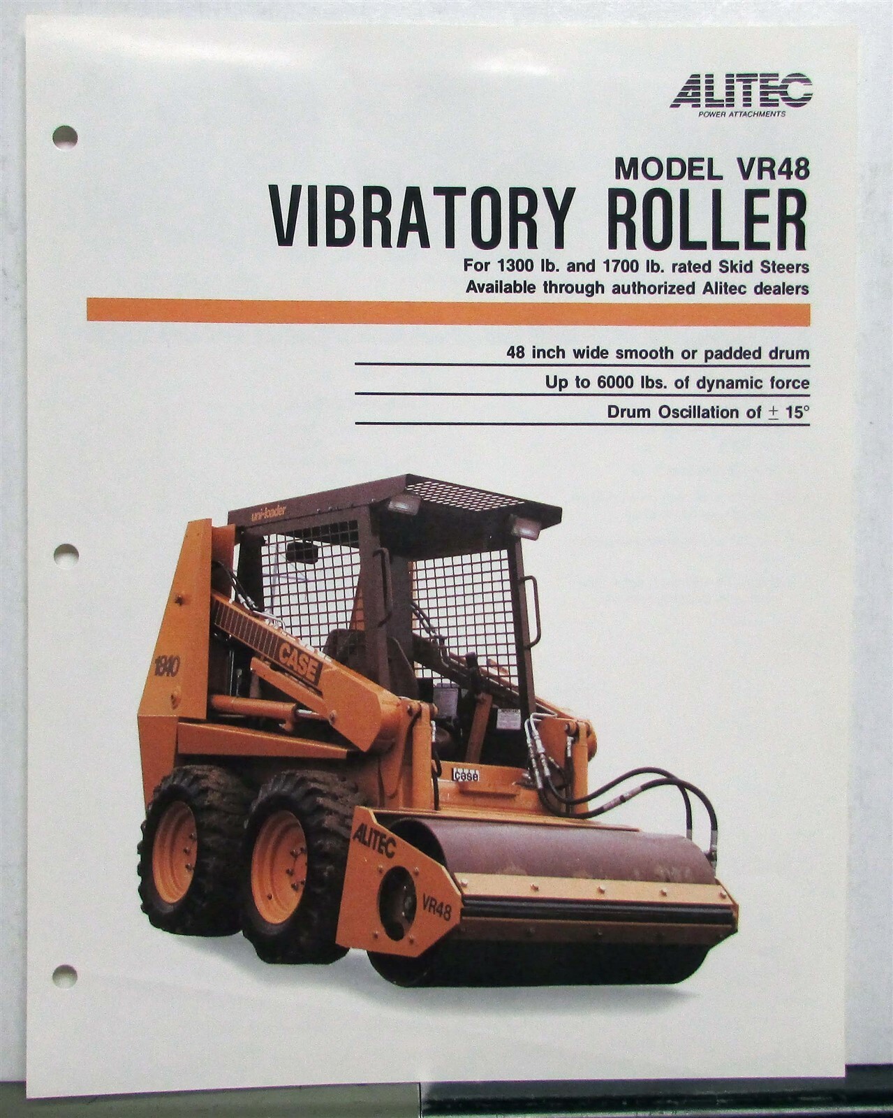1980s Alitec VR48 Vibratory Roller Construction Sales Data Sheet
