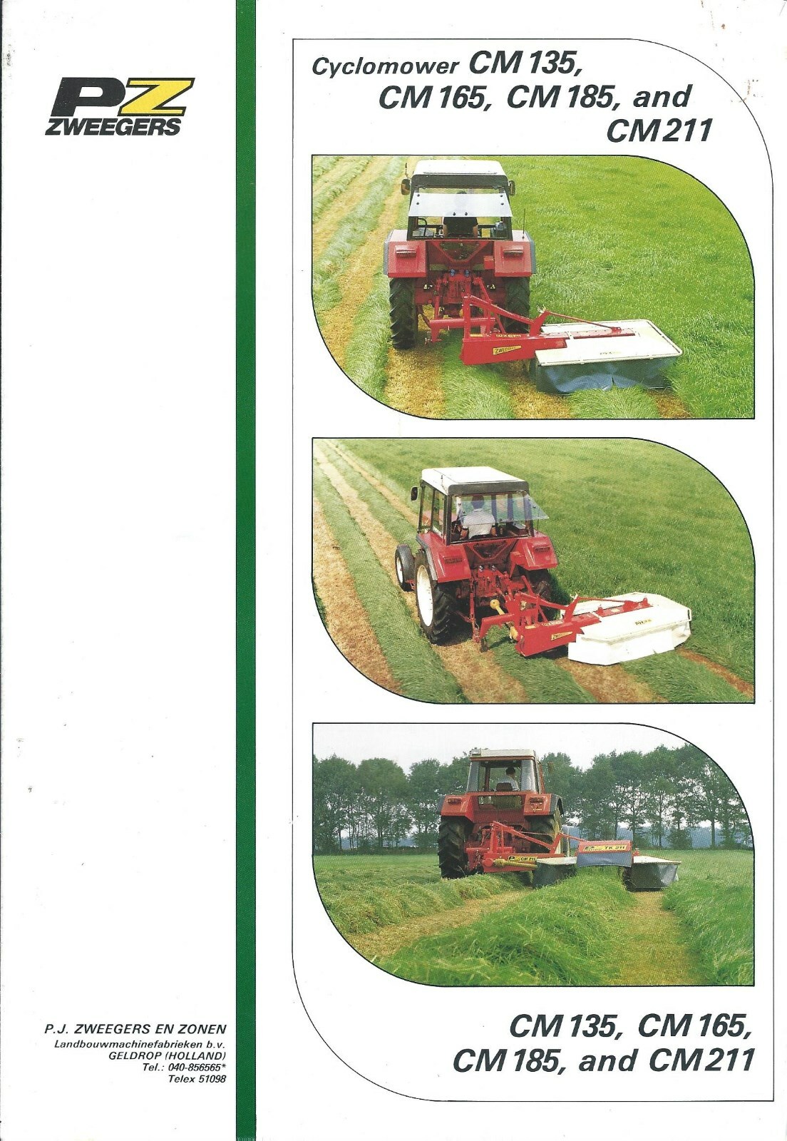 Farm Equipment Brochure – P Zweegers – CM 135 et al Cyclomower (F6889)