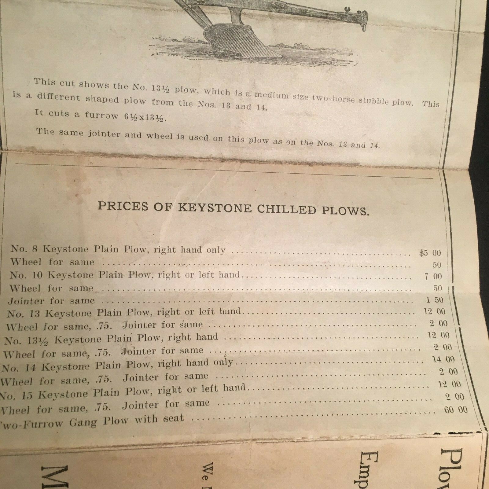 Plow & Cultivator Circular Empire Agricultural Works Original 1940&rsquo;s Advertising