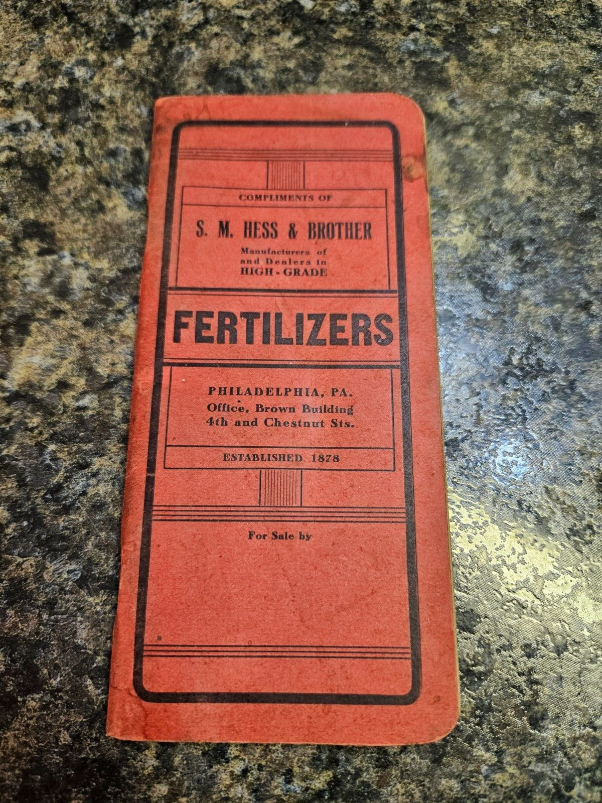 1907 Datebook & Information Booklet S.M. Hess & Brother Fertilizers (1366)