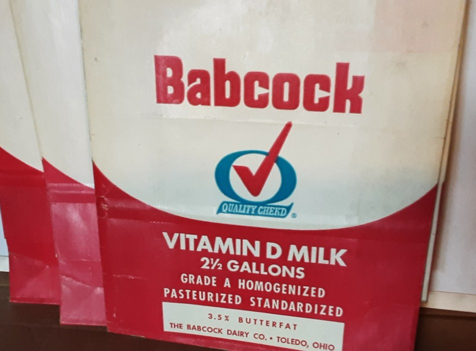 Lot of 3 Babcock Dairy 2½ Gallon Delivery Bags Toledo OH Red Blue Logo Clean