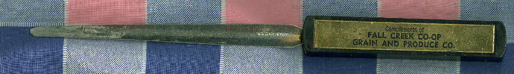 Older Letter Opener Compliments Fall Creek Co-Op Grain & Produce Co 8 1/2&Prime; Long
