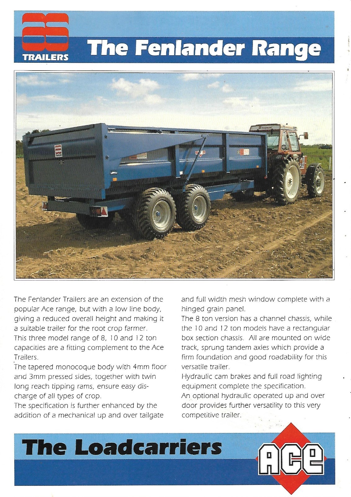 Farm Equipment Data Sheet – Marston Ace – Fenlander Trailer – Brochure (F9331)