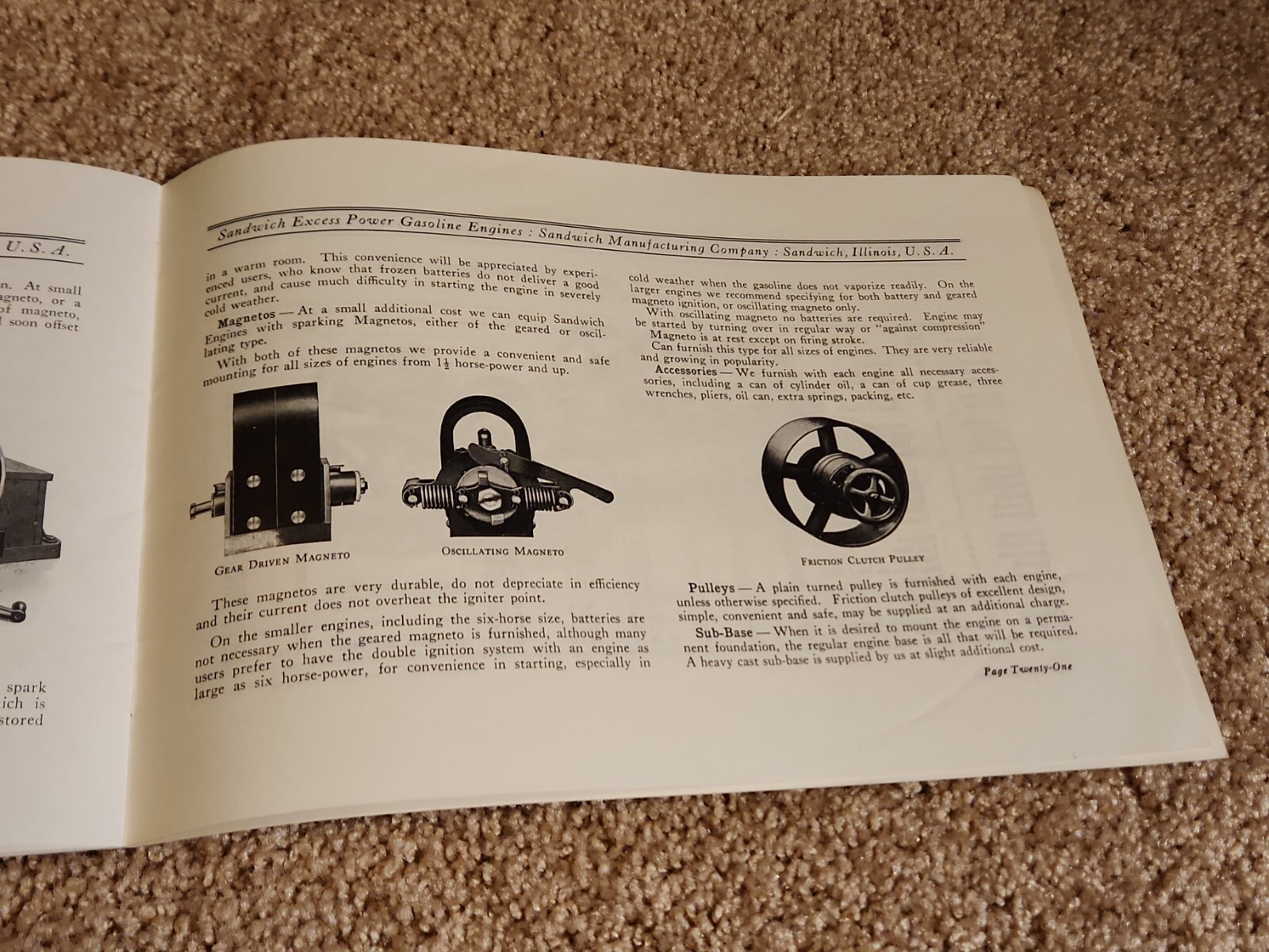 Sandwich Gasoline Hit Miss Engines Catalog Reprint