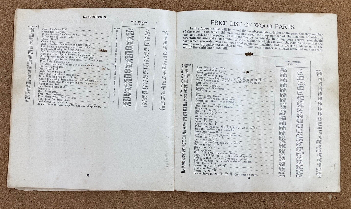 c. 1880 KEMP & BURPEE SUCCESS AND KEMP ORIGINAL MANURE SPREADER PART LIST MANUAL