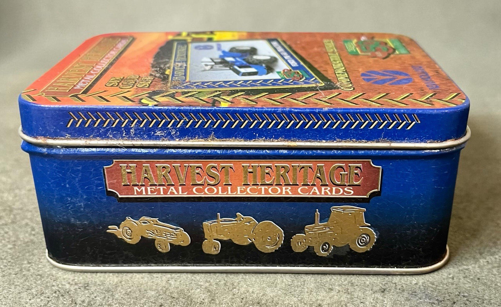 1995, ERTL 50th Ann., Harvest Heritage 6 Collector Cards In Tin New Holland NIOB