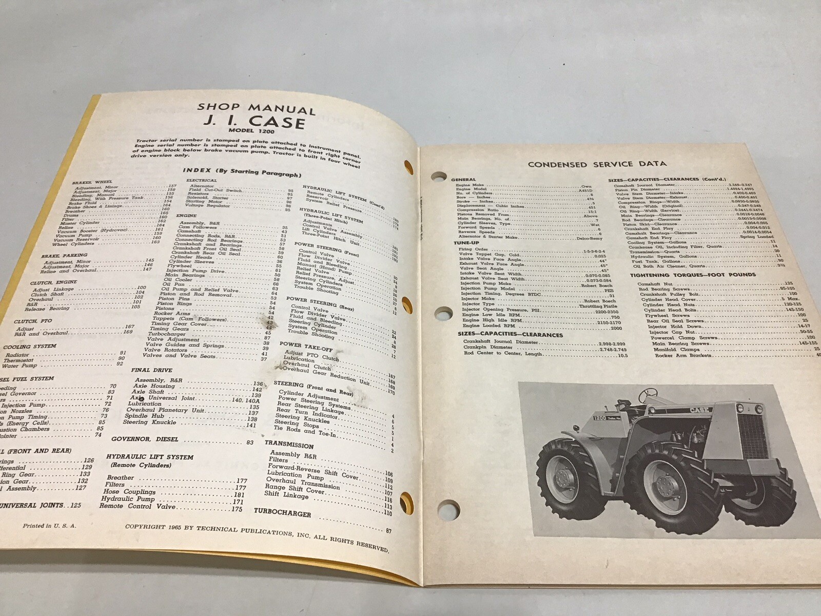 I & T JI Case Tractor Shop Manual 1200 Traction King Manual C-18