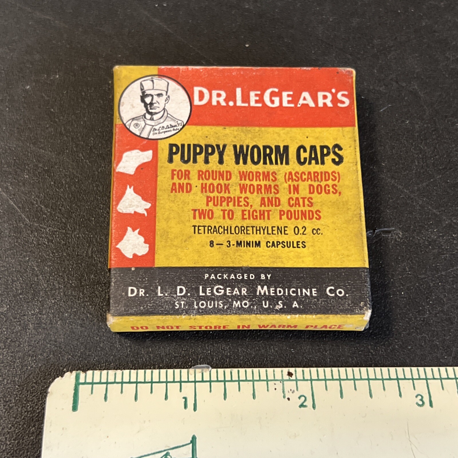 Vintage Dr. LeGear’s Puppy Worms Caps Box