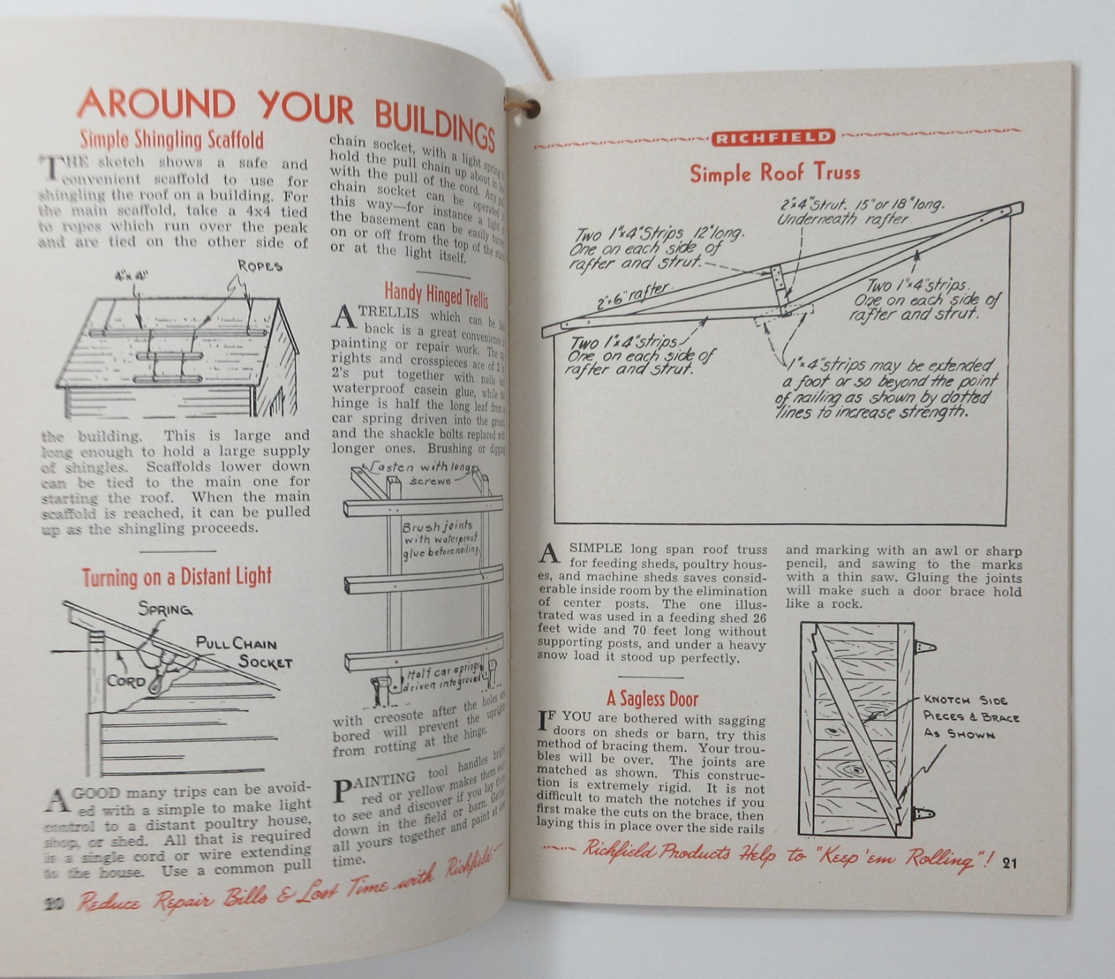 Richfield Oil Farm Ranch Time Savers Tractor Maintenance Fence Gate Ideas 1943