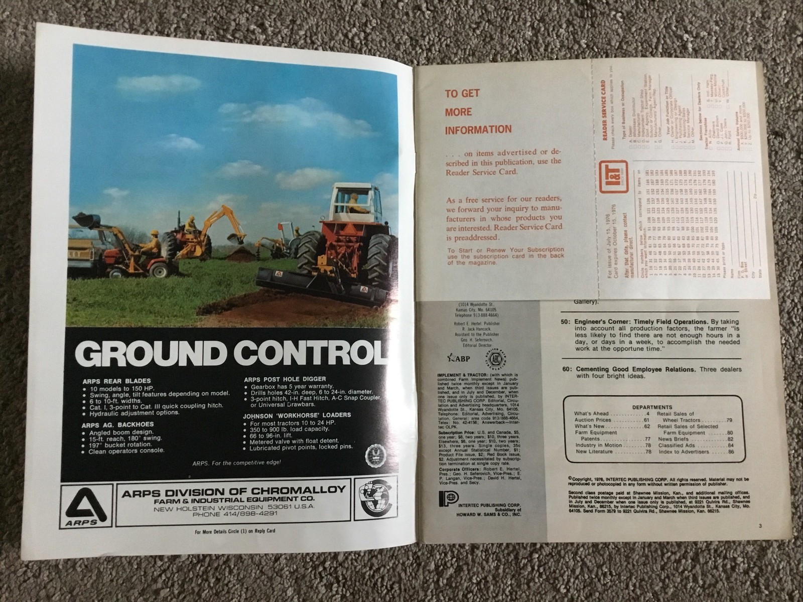 Implement & Tractor Magazine July 15, 1976 Farming Agriculture Vintage Ads J