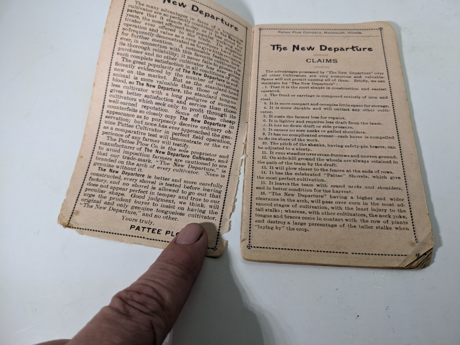 1883 &lsquo;The New Departure Tongueless Cultivator&rsquo; Pamphlet Pattee Plow Company