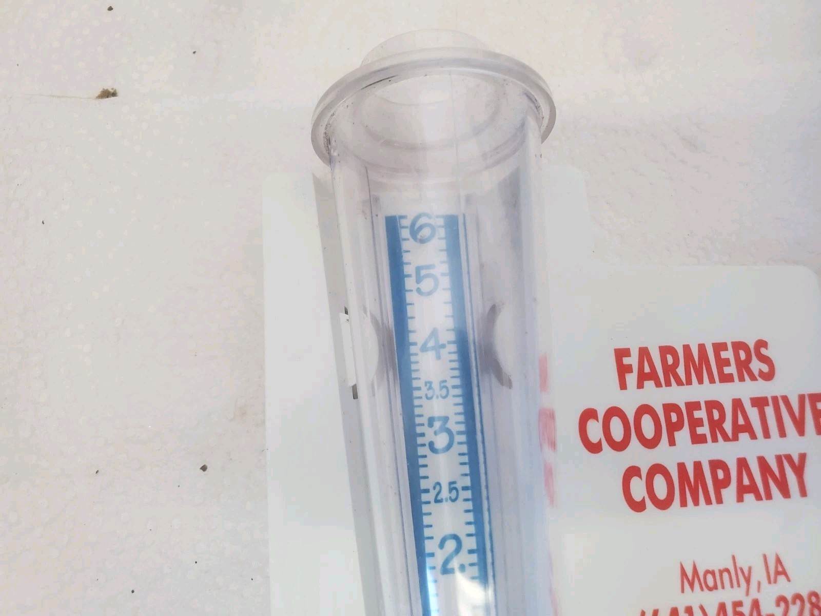 Plastic Rain Guage Farmers Cooperative Manly & Grafton Iowa Grain Feed Seed