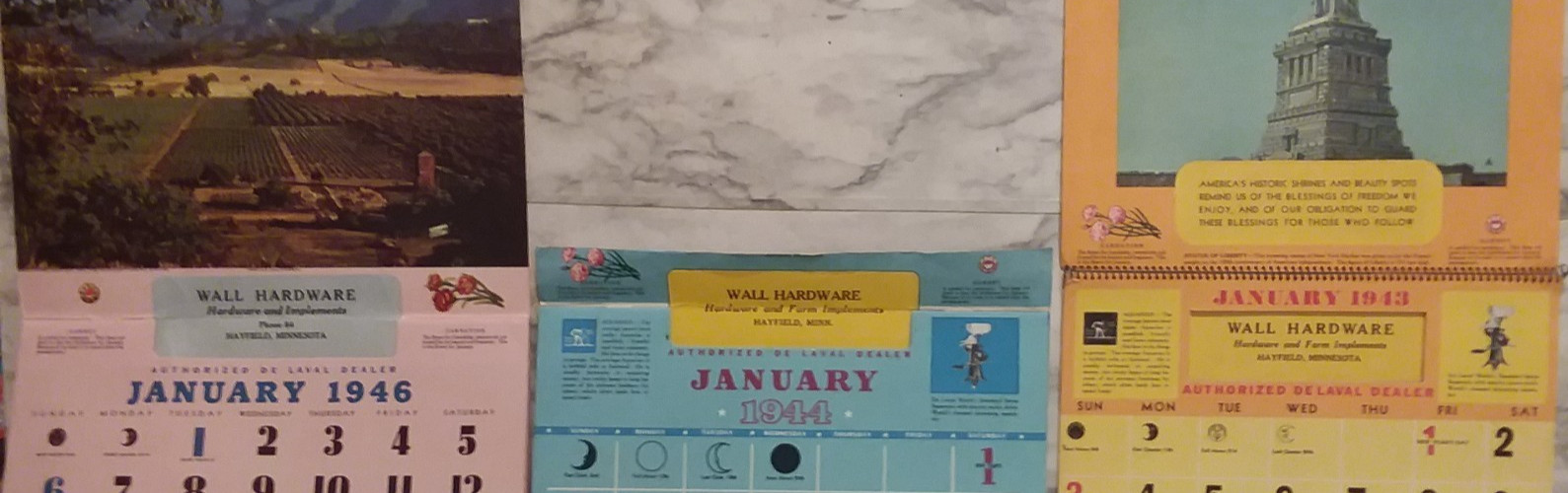 3 Vntg DE LAVAL Cream Separators Graphic Farm Ad WALL Calendars 1943, 1944, 1946
