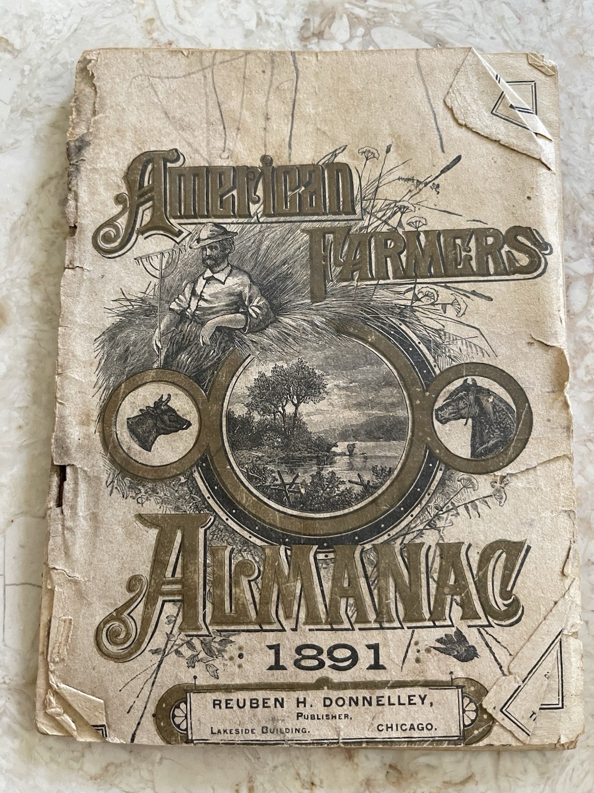 1891 American Farmers Almanac, Antique Farming Ads Barlow, Stoddard