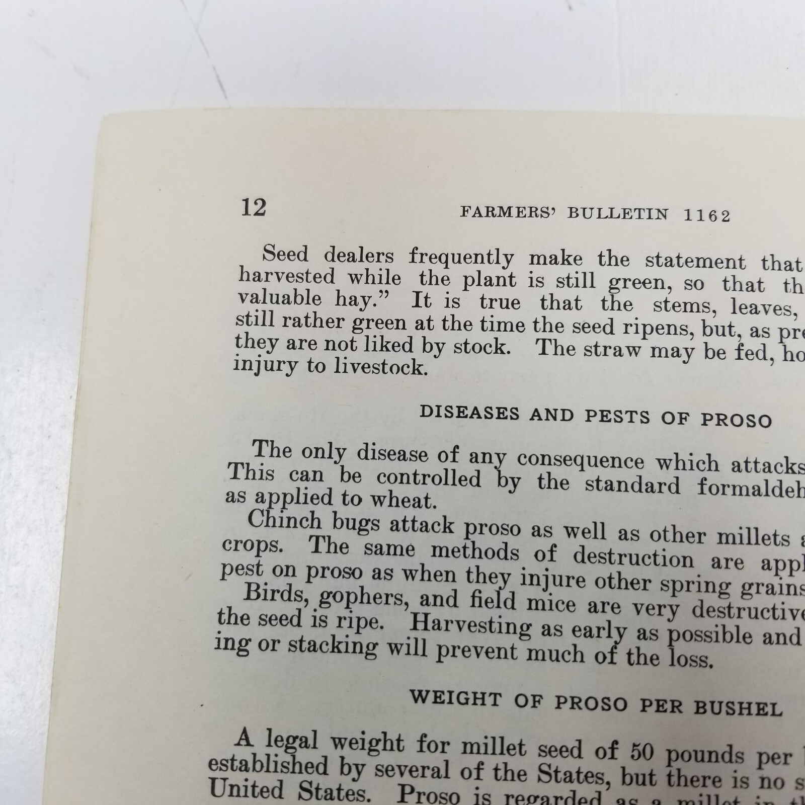 Proso Hog Millet 1937 Farmers&rsquo; Bulletin Booklet 1162 USDA Photos Charts