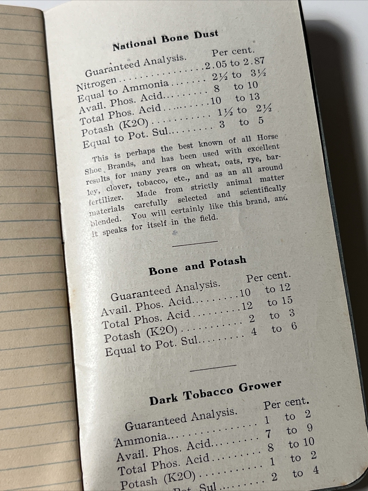 1907 antique NORTH WESTERN Animal Bone Fertilizers Date Book Agriculture