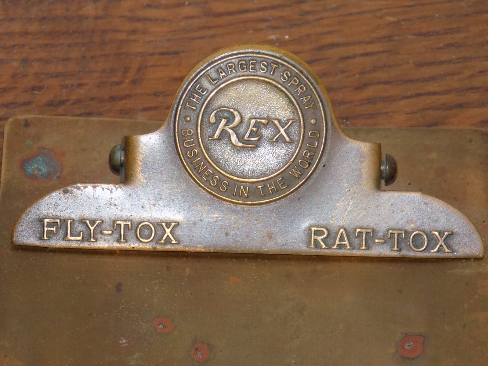 Vintage Fly-Tox Rat-Tox Metal Embossed Advertising Clipboard