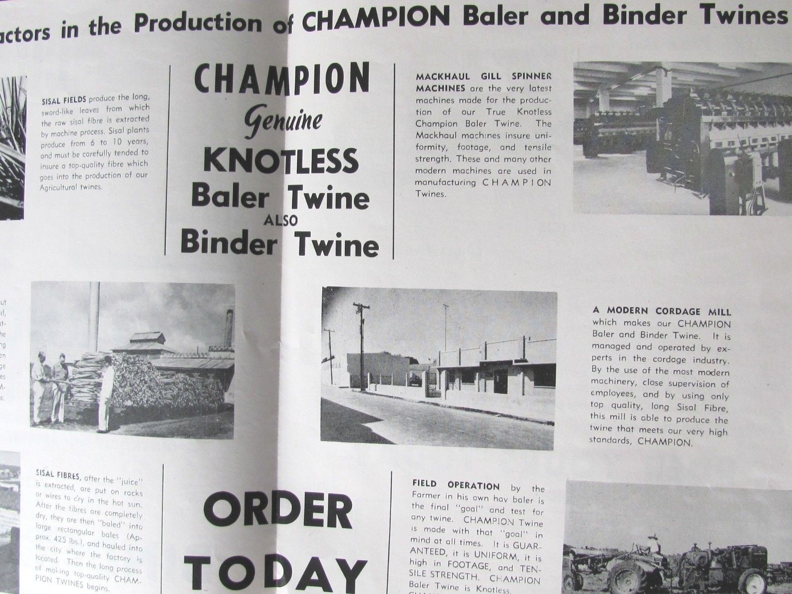 1950&rsquo;S DEALER ADVERTISING PLATE CHAMPION BALER TWINE STONE CORDAGE CHARITON IA