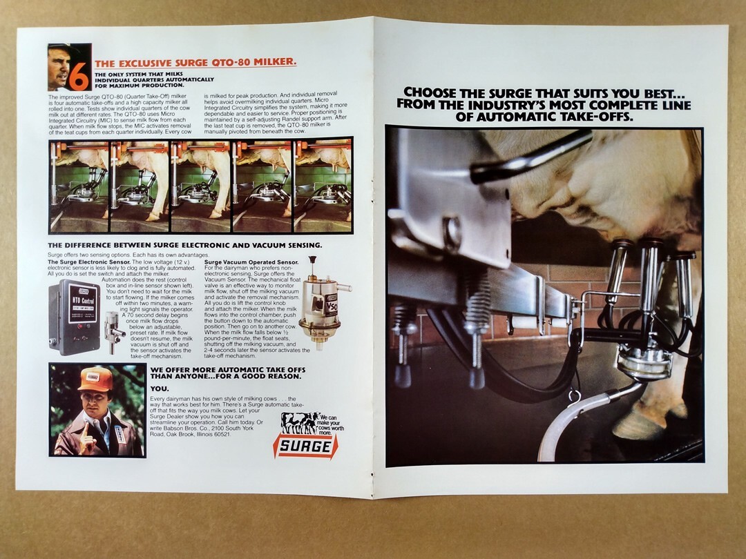 1980 Surge Automatic Take Off Milking Machines Milkers vintage print Ad