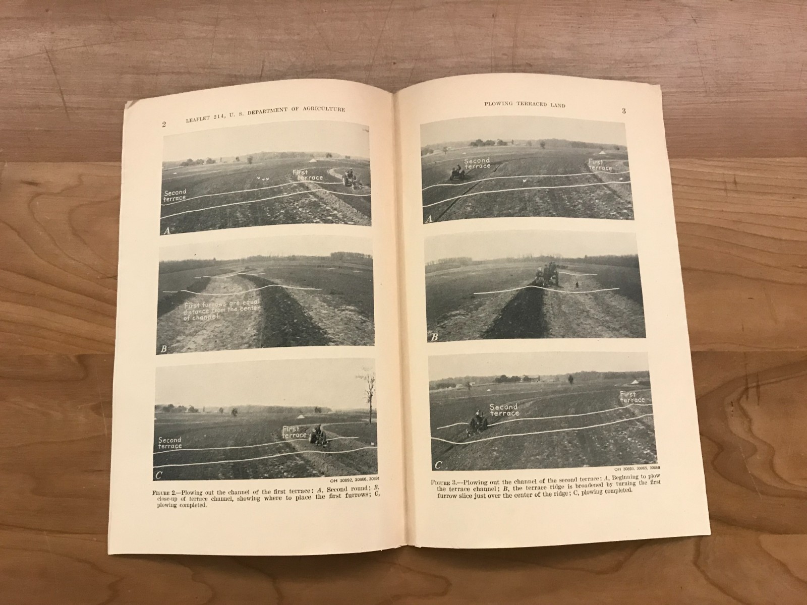 1942 Plowing Terraced Land by US Dept. of Agriculture Leaflet #214