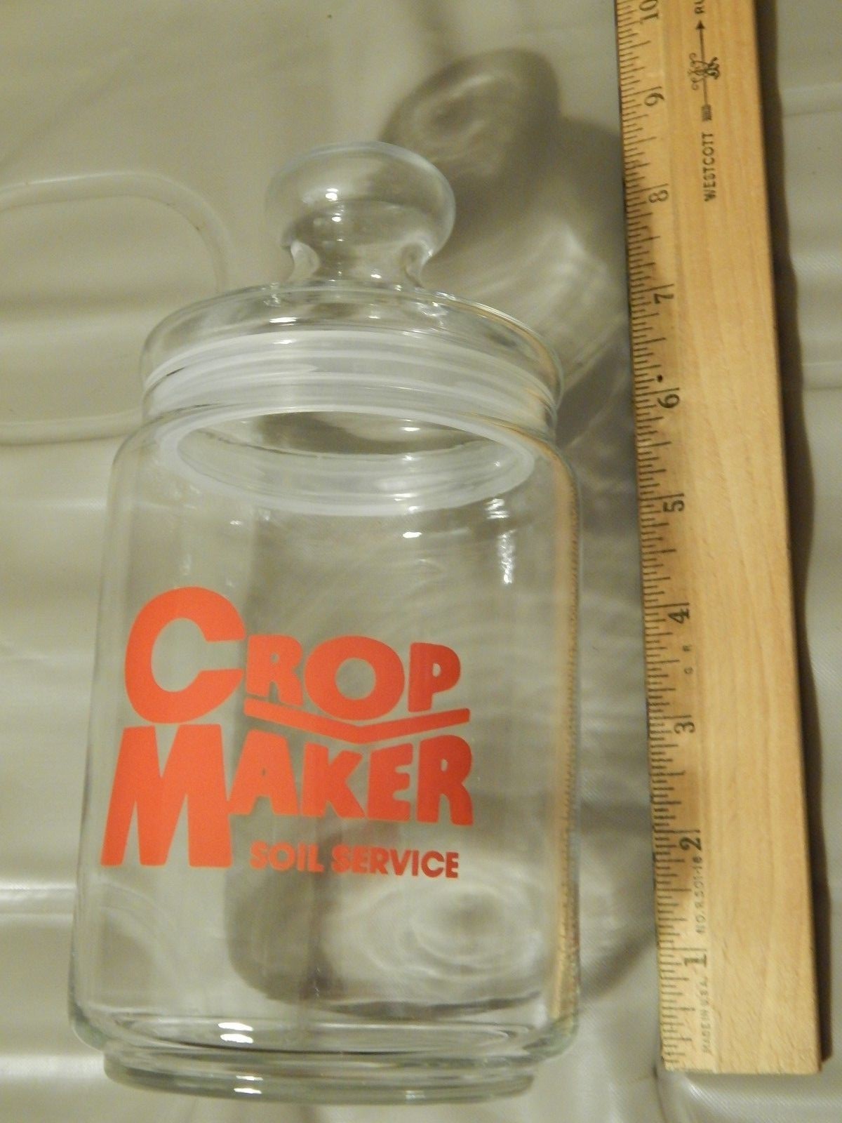 CROP MAKER Soil Service [est. 1964-&rsquo;99] Farm/Agriculture GLASS JAR + METAL PAIL