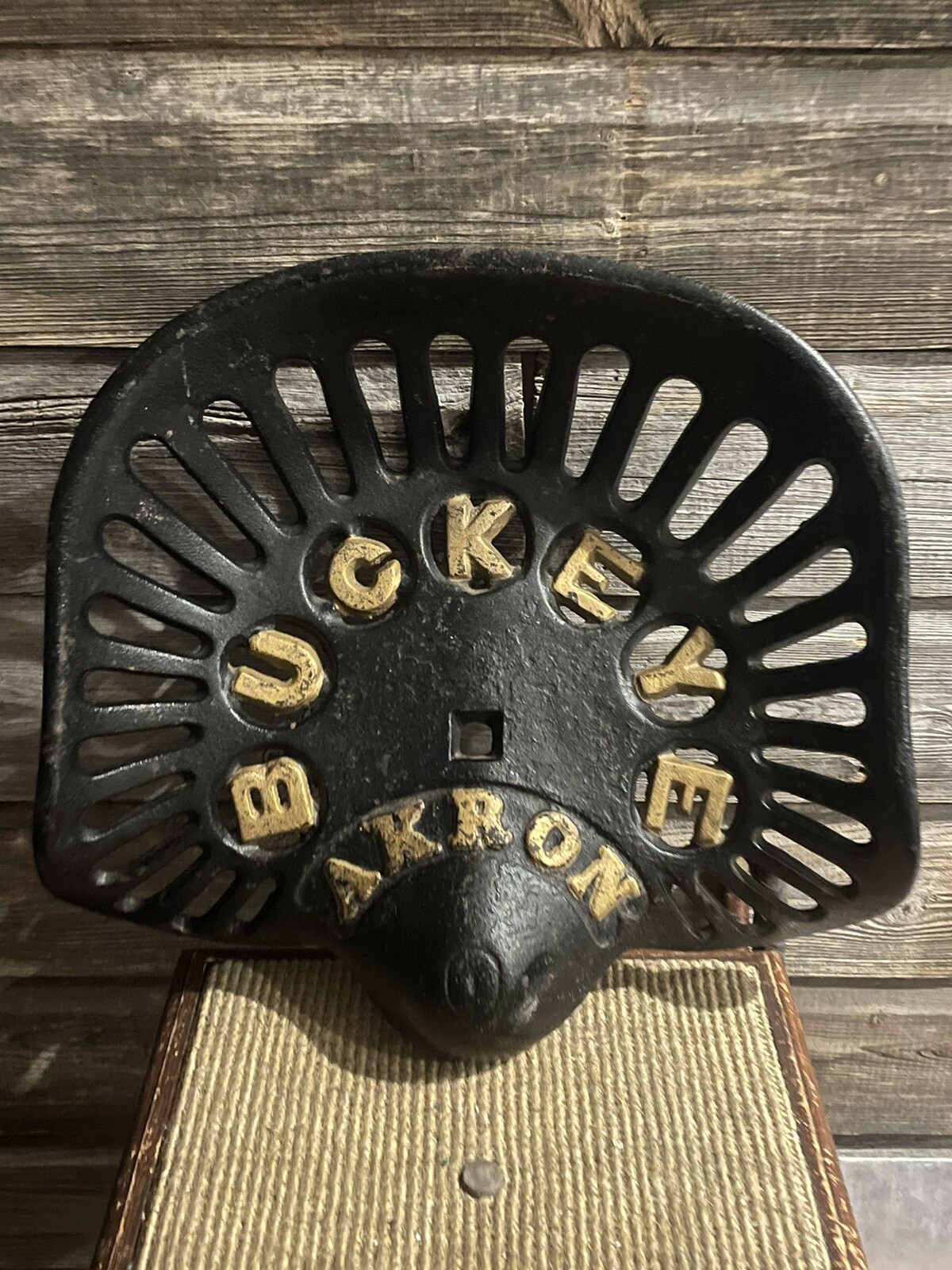 Vintage Buckeye Akron Cast Iron Tractor Seat Art Deco Aultman Miller Co. Seat
