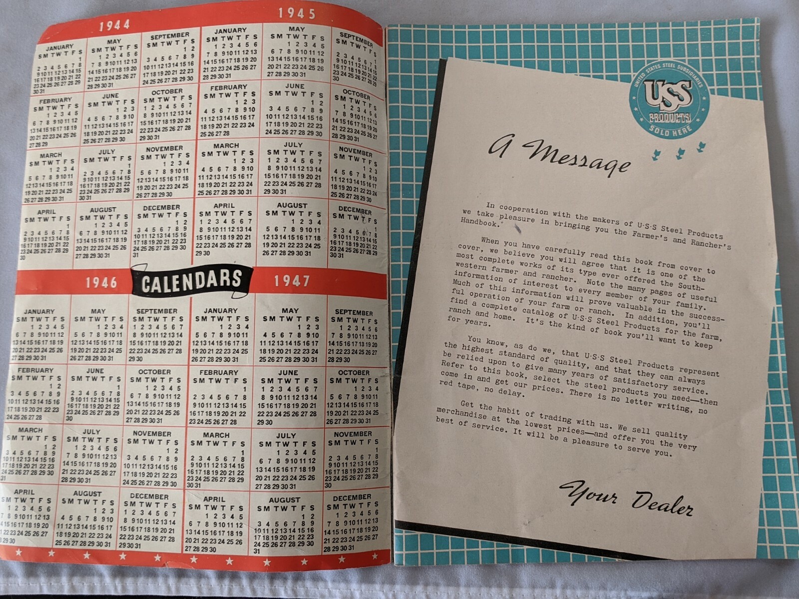 1944 USS Farmer&rsquo;s & Rancher&rsquo;s Handbook – Catalog Steel Products Fence Roof Nails